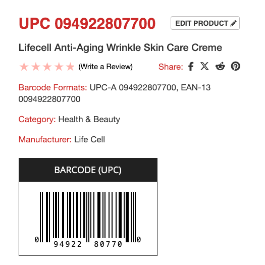 Lifecell anti-aging wrinkle skin care cream