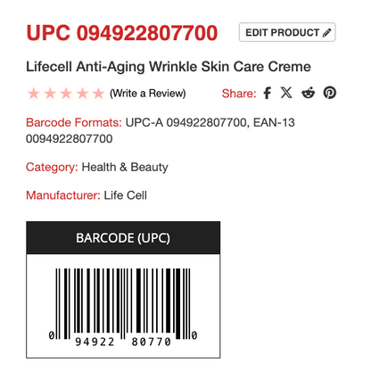 Lifecell anti-aging wrinkle skin care cream